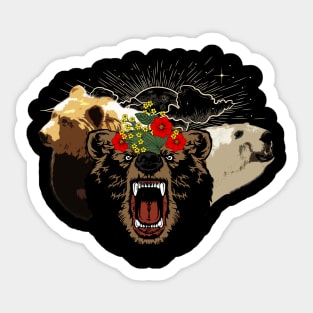 Awesome bear with flowers Sticker